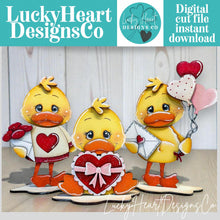 Load image into Gallery viewer, Duck Valentines Day Standing File SVG, Heart Love, Candy, Balloons, Roses Flowers Cute, Pet, Farm Tiered Tray Glowforge, LuckyHeartDesignsCo
