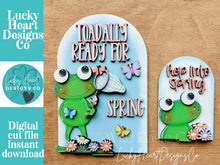 Load image into Gallery viewer, Frog Spring Tall Arch Sign Interchangeable File SVG, TINY, INSERT only Butterfly, Daisy, Glowforge Holiday Tiered Tray LuckyHeartDesignsCo
