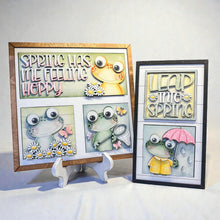 Load image into Gallery viewer, Frog Umbrella Spring Interchangeable Leaning Sign File SVG, Daisy, Butterfly, Flower, Tiered Tray Glowforge, LuckyHeartDesignsCo
