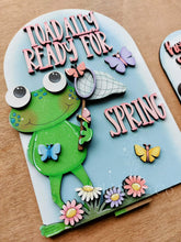 Load image into Gallery viewer, Frog Spring Tall Arch Sign Interchangeable File SVG, TINY, INSERT only Butterfly, Daisy, Glowforge Holiday Tiered Tray LuckyHeartDesignsCo
