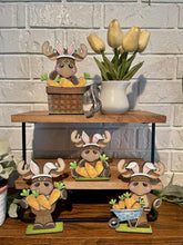 Load image into Gallery viewer, Moose Easter Carrots Standing File SVG, Glowforge, Tiered Tray, Woodland, Bunny, Basket, Egg Hunt, LuckyHeartDesignsCo
