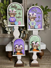 Load image into Gallery viewer, Highland Easter Bunny Tall Arch Sign Interchangeable File SVG TINY, INSERT only Egg Carrot Glowforge Holiday Tiered Tray LuckyHeartDesignsCo
