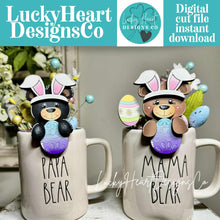 Load image into Gallery viewer, Easter Bear Bunny Mug Hugger File SVG, Glowforge, Egg, Farm, Tiered Tray, Tray Decor, Woodland, Plant Topper, Gift, LuckyHeartDesignsCo
