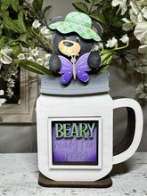 Load image into Gallery viewer, Spring Bear Bunny Mug Hugger File SVG, Glowforge, Butterfly, Farm Tiered Tray, Tray Decor, Woodland, Plant Topper, Gift, LuckyHeartDesignsCo
