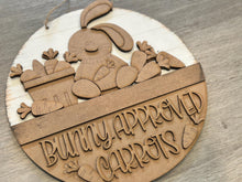 Load image into Gallery viewer, Easter Bunny Carrots Holiday Door Sign Interchangeable File, SVG Bunny, Eggs, Basket, Spring, Seasonal, Home, Welcome, glowforge
