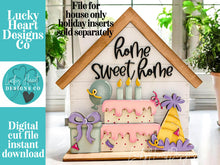 Load image into Gallery viewer, House Holiday Door Sign Interchangeable File, SVG, Standing, Christmas, Halloween, Fall, Valentine, Spring, Seasonal Home Welcome, glowforge
