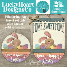 Load image into Gallery viewer, Easter Holiday Door Sign Interchangeable File, SVG Bunny, Eggs, Basket, Spring, Seasonal, Home, Welcome, glowforge
