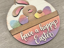 Load image into Gallery viewer, Easter Holiday Door Sign Interchangeable File, SVG Bunny, Eggs, Basket, Spring, Seasonal, Home, Welcome, glowforge
