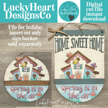 Load image into Gallery viewer, Spring Bird Holiday Door Sign Interchangeable File, SVG Birdhouse, Floral, Cardinal, Home, Seasonal, Home, Welcome, glowforge
