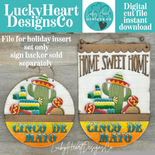 Load image into Gallery viewer, Cinco De Mayo Holiday Door Sign Interchangeable File, SVG Cactus, Taco, Piñata, May, Fiesta, Party, Home, Seasonal, Home, Welcome, glowforge
