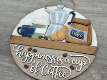 Load image into Gallery viewer, Coffee Holiday Door Sign Interchangeable File, SVG Croissant, Brewed, Kitchen, Home, Seasonal, Home, Welcome, glowforge
