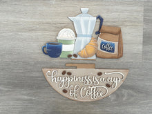 Load image into Gallery viewer, Coffee Holiday Door Sign Interchangeable File, SVG Croissant, Brewed, Kitchen, Home, Seasonal, Home, Welcome, glowforge
