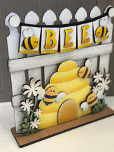 Load image into Gallery viewer, Bee Banner Holiday Door Sign Interchangeable File, SVG, Standing, Bumble, Honey, Summer, Spring Seasonal Home Welcome, glowforge
