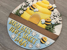 Load image into Gallery viewer, Bee Holiday Door Sign Interchangeable File, SVG Birdhouse, Floral, Daisy, Honey, Spring, Home, Seasonal, Home, Welcome, glowforge
