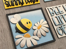 Load image into Gallery viewer, Bee Daisies Interchangeable Leaning Sign File SVG, Glowforge Spring, Summer, Daisy, Flower, Floral, Honey Tiered Tray, LuckyHeartDesignsCo
