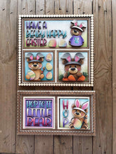 Load image into Gallery viewer, Bear Easter Bunny Interchangeable Leaning Sign File SVG, Glowforge Farm, Egg, Cow, Woodland Tiered Tray, Spring, LuckyHeartDesignsCo
