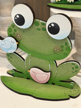 Load image into Gallery viewer, Frog Spring Standing Sign File SVG, Glowforge, Flower, Butterfly, Daisy, Watering can, Umbrella Tiered Tray LuckyHeartDesignsCo
