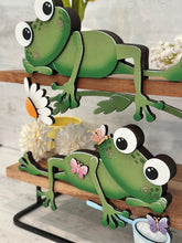 Load image into Gallery viewer, Frog Spring Shelf Hanging Sign File SVG, Daisy, Butterfly, Floral, Flower, Basket, Mantle decor, Woodland, glowforge LuckyHeartDesignsCo

