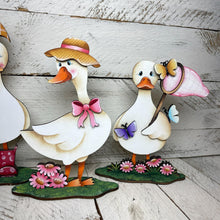 Load image into Gallery viewer, Goose Spring Standing File SVG, Umbrella, Swimming, Flower, Cute, Pet, Farm Tiered Tray Glowforge, LuckyHeartDesignsCo
