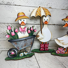 Load image into Gallery viewer, Goose Spring Standing File SVG, Umbrella, Swimming, Flower, Cute, Pet, Farm Tiered Tray Glowforge, LuckyHeartDesignsCo
