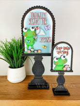 Load image into Gallery viewer, Frog Spring Tall Arch Sign Interchangeable File SVG, TINY, INSERT only Butterfly, Daisy, Glowforge Holiday Tiered Tray LuckyHeartDesignsCo
