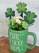 Load image into Gallery viewer, Clover Shamrock Mug Stick File SVG, Glowforge Tiered Tray, Tray Decor, St. Patrick's Day, Leprechaun Plant Topper, Gift, LuckyHeartDesignsCo
