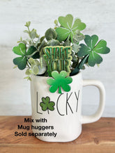 Load image into Gallery viewer, Clover Shamrock Mug Stick File SVG, Glowforge Tiered Tray, Tray Decor, St. Patrick's Day, Leprechaun Plant Topper, Gift, LuckyHeartDesignsCo
