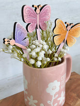 Load image into Gallery viewer, Butterfly Mug Stick File SVG, Glowforge Tiered Tray, Tray Decor, Plant Topper, Gift, LuckyHeartDesignsCo
