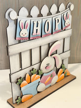 Load image into Gallery viewer, Easter Banner Holiday Door Sign Interchangeable File, SVG, Standing, Bunny, Spring, Seasonal Home Welcome, glowforge
