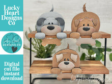 Load image into Gallery viewer, Dog Shelf Hanger Standing Sign File SVG, HANGING, Puppy, Bone, Mantle decor, glowforge LuckyHeartDesignsCo
