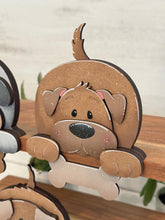 Load image into Gallery viewer, Dog Shelf Hanger Standing Sign File SVG, HANGING, Puppy, Bone, Mantle decor, glowforge LuckyHeartDesignsCo
