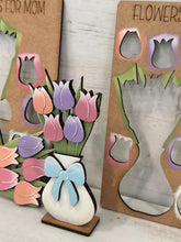 Load image into Gallery viewer, Flowers for Mom Pot Pop Out Craft Kit File SVG, Spring, Mother's Day Grandma, Tulip, Glowforge, LuckyHeartDesignsCo

