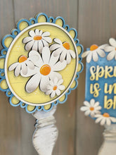 Load image into Gallery viewer, Daisy Spring Pedestal Spindle Slide On Seasonal Set Interchangeable File SVG, Flower, Floral Home Sign, Decor Glowforge, LuckyHeartDesignsCo
