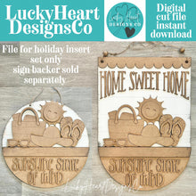 Load image into Gallery viewer, Summer Holiday Door Sign Interchangeable File, SVG, Beach, Flip Flops, Sun, Sunglasses, Hat, Pool, Swim, Seasonal Home Welcome, glowforge
