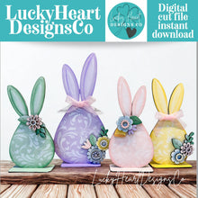 Load image into Gallery viewer, Floral Chunky Bunny Standing File SVG, Glowforge, Flower, Egg, Spring, LuckyHeartDesignsCo
