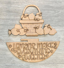 Load image into Gallery viewer, Lemon Holiday Door Sign Interchangeable File, SVG, Lemonade, Summer, Fruit, Basket, Spring Seasonal Home Welcome, glowforge
