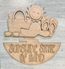 Load image into Gallery viewer, Summer Holiday Door Sign Interchangeable File, SVG, Beach, Flip Flops, Sun, Sunglasses, Hat, Pool, Swim, Seasonal Home Welcome, glowforge
