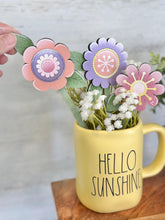 Load image into Gallery viewer, Groovy Flower Mug Stick File SVG, Glowforge Tiered Tray, Tray Decor, Flower, Floral, Plant Topper, Spring, Stake, Gift, LuckyHeartDesignsCo
