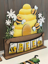 Load image into Gallery viewer, Bee Banner Holiday Door Sign Interchangeable File, SVG, Standing, Bumble, Honey, Summer, Spring Seasonal Home Welcome, glowforge
