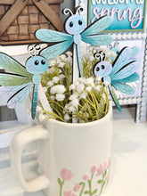 Load image into Gallery viewer, Dragonfly Mug Stick File SVG, Glowforge Tiered Tray, Tray Decor, Butterfly, Spring, Summer, Plant Topper, Gift, LuckyHeartDesignsCo
