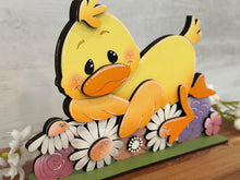Load image into Gallery viewer, Duck Spring Laying Flower Standing File SVG, Daisy, Flower, Cute, Pet, Farm Tiered Tray Glowforge, LuckyHeartDesignsCo
