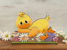 Load image into Gallery viewer, Duck Spring Laying Flower Standing File SVG, Daisy, Flower, Cute, Pet, Farm Tiered Tray Glowforge, LuckyHeartDesignsCo
