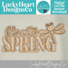 Load image into Gallery viewer, Dragonfly Spring Shelf Sitter Sign File SVG, Glowforge, Flower, Butterfly, Daisy, Dragonflies, Summer Tiered Tray LuckyHeartDesignsCo
