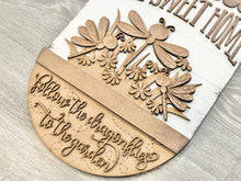 Load image into Gallery viewer, Dragonfly Holiday Door Sign Interchangeable File, SVG Butterfly, Spring, Summer Floral, Tulip Daisy Seasonal, Home, Welcome, glowforge
