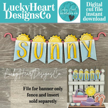 Load image into Gallery viewer, Summer Banner Holiday Door Sign Interchangeable File, SVG, Sun, Sunny, Seasonal, Holiday, Welcome, glowforge
