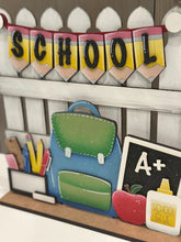 Load image into Gallery viewer, School Banner Holiday Door Sign Interchangeable File, SVG, Teacher, Pencil, Classroom, Seasonal, Holiday, Welcome, glowforge
