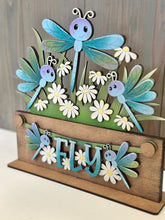 Load image into Gallery viewer, Dragonfly Banner Holiday Door Sign Interchangeable File, SVG, Fence, Standing, Flower, Daisy, Summer, Seasonal Home Welcome, glowforge
