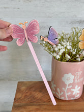 Load image into Gallery viewer, Butterfly Mug Stick File SVG, Glowforge Tiered Tray, Tray Decor, Plant Topper, Gift, LuckyHeartDesignsCo
