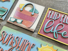 Load image into Gallery viewer, Summer Leaning Sign File SVG, Glowforge Tiered Tray, LuckyHeartDesignsCo
