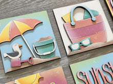 Load image into Gallery viewer, Summer Leaning Sign File SVG, Glowforge Tiered Tray, LuckyHeartDesignsCo
